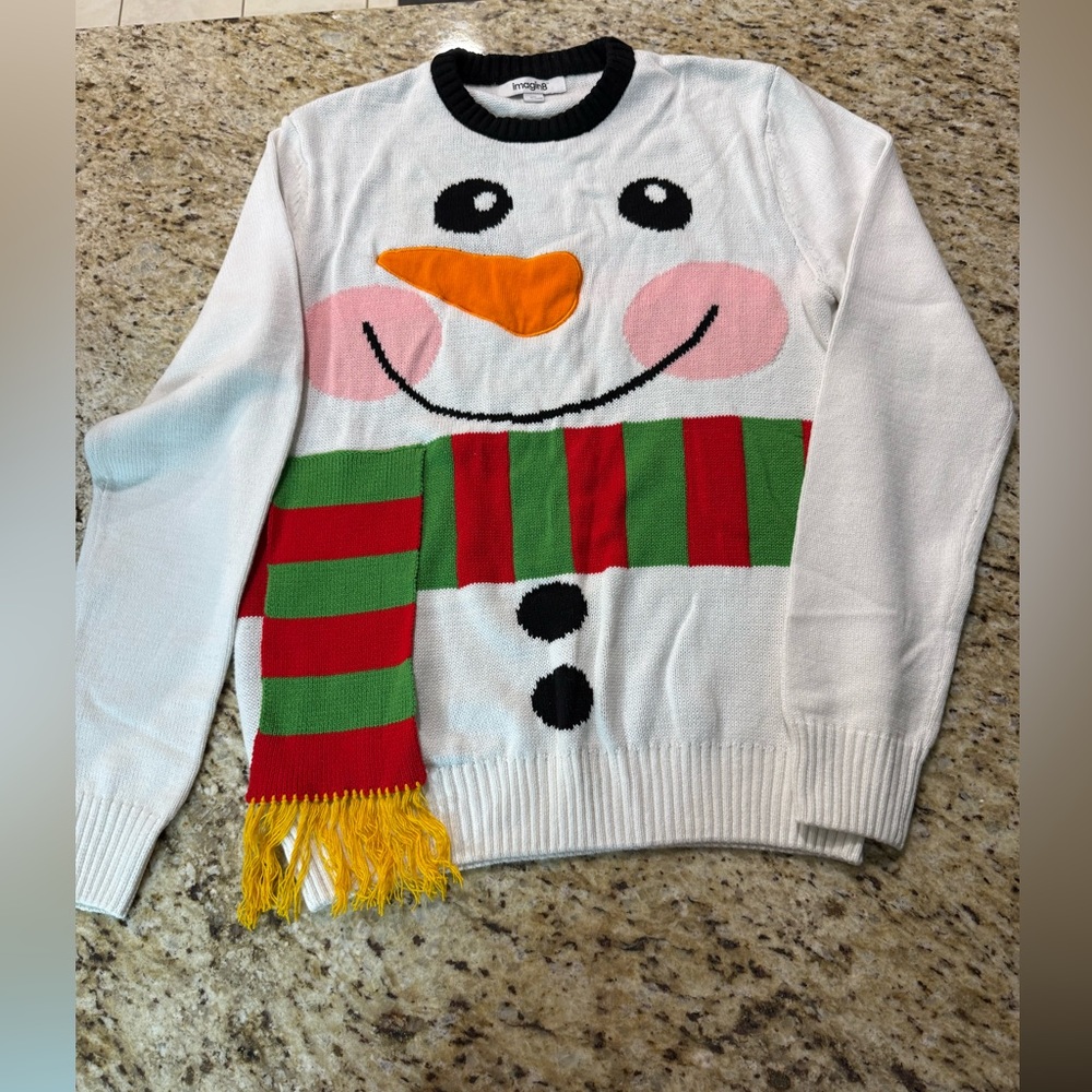 Imagin8 Cute Snowman Christmas Winter Sweater LS M